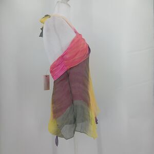 BCBG Maxazaria 100% silk y2k flowy halter top size small party festival blouse